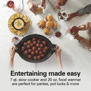 Hamilton Beach 7 Qt Programmable Slow Cooker with Party Dipper Food Warmer, Grey, 33774