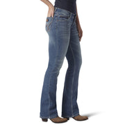 Wrangler Women's Retro Mae Mid Rise Bootcut Jeans with Stretch Fabric, Medium Wash, Embroidered Back Pockets, 1009MWZKN