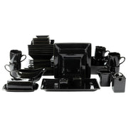 10 Strawberry Street NOVA-40SQ-BLK Nova Square 40 Piece Stoneware Dinnerware Set, Black
