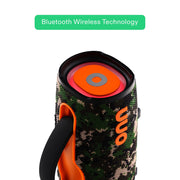 onn Large Rugged Bluetooth Speaker, Waterproof Floating Design, Multicolor LED Lighting, Camo, 12 Hour Playtime