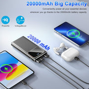 Btootos Portable Charger Power Bank, 20000mAh Capacity, 22.5W Fast Charging, USB-C and Dual USB-A Outputs, Digital LED Display