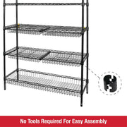 Rubbermaid 85030B 5-Tier Deluxe Heavy Duty Black Wire Shelving Unit with Drawers and Basket, 1520 lb Capacity, 48 in W x 16 in D x 72 in H