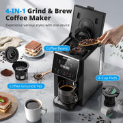 AIRMSEN CGM511 Grind & Brew Coffee Maker with Built-in Grinder, Black