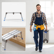 Loyoda Folding Work Platform Aluminum Foldable Step Stool Adjustable Height Portable Step Ladder 500 lb Capacity