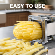 Sopito French Fry Cutter, Stainless Steel Kitchen Tool with 3 Interchangeable Blades 1/2inch 3/8inch 1/4inch, Manual Push Operation