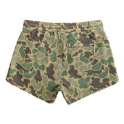 Marsh Wear Women's Fulton Volley Shorts, Mid-Rise, Green Mallard Camo, UPF 40 Sun Protection, 4-Way Stretch, Elastic Waistband with Drawcord, Zipper Back Pocket