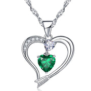 Emma Manor EM 18k White Gold Plated Love Arrow Birthstone Pendant Necklace for Women 19 in