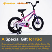 Royal Baby Rocket 14 Inch Kids Bicycle, Pink, Ages 4 to 7, Carbon Steel Frame, Coaster Brake - Material: Steel