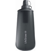 LifeStraw Peak Series Collapsible Squeeze Water Bottle with Filter, 1L, Dark Mountain Gray, Ultra-Compact, Leak-Proof Durable Design, LSPSF1GRWW