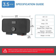 BLACK & DECKER BD-35-WH 3.5kW/120V 0.5 GPM Point-of-Use Electric Tankless Water Heater