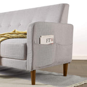 Mellow MLSF-AD-LG-3P Adair Mid-Century Modern Loveseat with Armrest Storage Pockets, Light Grey