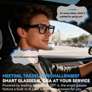 HIVISUALS TR90 AI Smart Glasses with Camera & ChatGPT, Hands-Free 1080P Video, Real-Time Translation, Clear (Polarized)