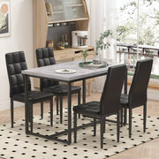 SEGMART B1467 Dining Table with 4 High-back Upholstered Chairs, Black