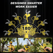 Gisam 2-in-1 Electric Pruning Shears Cordless with Adjustable Pole, 1400W Brushless Motor, 13.5 Ft Reach, 1.6 Inch Cut Diameter, Dual 2.0Ah Batteries, 0-180 Vertical Rotation