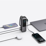 Anker Laptop Power Bank, 25,000mAh, 165W, Triple 100W USB-C Ports, Built-In Retractable USB-C Cables, Black, A1695H11