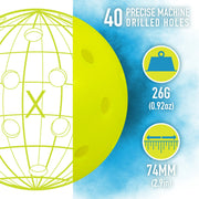 Franklin Sports 52828X X-40 Outdoor Pickleballs - Official Size, Yellow, 12 Pack