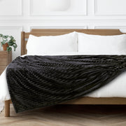 PAVILIA Super Soft Fleece Throw Blanket, Luxury Plush Flannel, Warm Cozy Ribbed Microfiber, Lightweight Striped, Navy Blue, 50x60