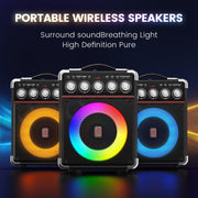 JYX Karaoke Machine Portable Bluetooth Speaker with 6.5-Inch Subwoofer, 2 Wireless Microphones, 12-Hour Battery, Black, TX05