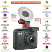 Rove R2-4K Dash Cam for Car Built-in WiFi GPS Car Dashboard Camera Recorder with UHD 2160P LCD Display, 150 Wide Angle