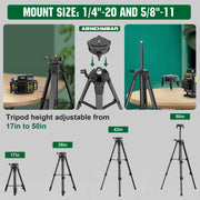 Gisam RX-ZZ Laser Level Tool, 4x360 Self-Leveling Green Cross Line, 16 Lines, Bluetooth Remote Control, Tripod Included, 2x4800mAh Batteries