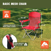 Ozark Trail Basic Chair Mesh, Red, Adult, 32.28in x 20.28in x 37.60in