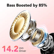 CASCHO S28 Wireless Earbuds Bluetooth Headphone 60H Deep Bass Loud Sound with 4 Mic Clear Call Ear Buds, Pink