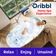 Dribbl Electric Bubble Massage Bathtub Mat, Non-Slip Waterproof Spa Mat with Built-In Heater, Motorized Air Pump, Remote Control, 6-Speed Adjustable Massage, Aqua