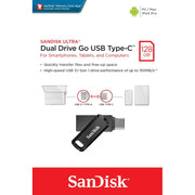 SanDisk Ultra Dual Drive Go USB Type-C and USB Type-A Flash Drive, 128GB, USB 3.1 Gen 1, Reversible Connector, SDDDC3-128G-AW46