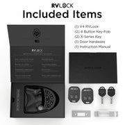 RVLock V4.0 Keyless Handle for RV Doors, Corrosion-Resistant Metal, Backlit 8-Digit Keypad, Includes 2 Remote Fobs and 2 Laser-Cut Keys, Black