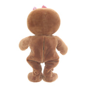Holiday Time Animated Musical Gingerbread Girl Plush, Brown and White, 12.5 Inch, Pink Bow