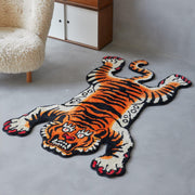 Stitchworn Tibetan Tiger Area Rug, 5x3.3 ft, Tufted High Pile, Machine Washable, Nonslip TPR Backing, Orange, STN-ARUG-XZH-OR-L152