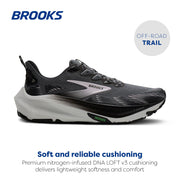Brooks Ghost Trail Women's Trail Running Shoes, Breathable Nylon Upper, Nitrogen-Infused DNA LOFT v3 Midsole, TrailTack Green Outsole, Poppy Seed Black Pink, Size 9 Medium, 120464-037