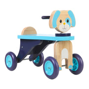 Dynacraft 8808-82 Wooden Puppy Push Ride-On Toy for Toddlers, Blue Wheels, Purple Handlebars, Ages 18 Months to 3 Years, Supports Up to 40 lbs