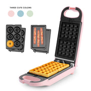 Aroma Swap & Flip Waffle Maker, 3-in-1 Removable Plates, Double Waffle Iron, Panini Press, Mini Donut Maker, Green, Compact, AWM-1220G