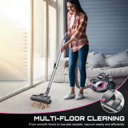 SUXIANGVAC SL159 Canister Vacuum Cleaner, 32Kpa 1600W Bagless Vacuum Cleaner, Dust Full Indicator, H13 HEPA Filter, Pink