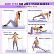 Feierdun Upgo 5 in 1 Folding Pilates Board Reformer Set, 300 lb Capacity, Portable Home Pilates, Purple, JFB-P01