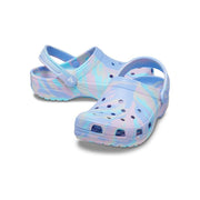 Crocs Kids Classic Marbled Tie Dye Clog, Moon Jelly Multi, Lightweight Waterproof Breathable, 1 Little Kid, 207002