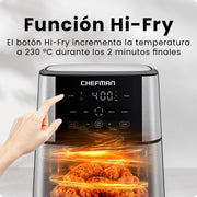 Chefman TurboFry 6-Quart Digital Air Fryer with Touch Controls, 4 Cooking Functions, Stainless Steel, RJ38-SS-6T-WM