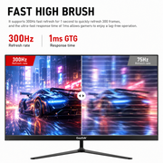 Gawfolk 24.5 Inch Gaming Monitor, 300Hz Refresh Rate, FHD 1080P, VA Panel, Built-in Speakers, DP HDMI Ports, 75x75mm VESA Mount, Black