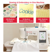 Singer Embroidery Sewing Machine, 250 Stitches, 150 Designs, 7-Inch Touchscreen, WiFi Connectivity, 10 Fonts, SE9180
