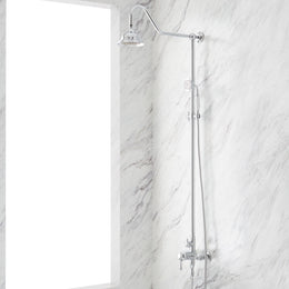 Alliston Exposed Pipe Shower with Hand Shower - Chrome