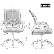 BestOffice OC-H03-Grey Ergonomic Office Chair w/Adjustable Lumbar Support, Padded Arms, 360 Swivel, Grey