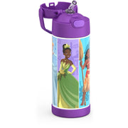 Thermos Kids Stainless Steel Funtainer Water Bottle with Push Button Straw Lid, Leak Proof, Dishwasher Safe, Purple Princess, 14oz, F40524PNW4