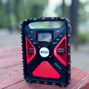 Eton Quest Hand Crank NOAA Weather Radio, All Band AM/FM Shortwave, Bluetooth Speaker, Solar and USB-C Charging, LED Flashlight, Ambient Light with SOS Alarm, Red and Black