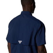 Columbia PFG Bahama II Men's Short Sleeve Button-Down Shirt, UPF 50 Sun Protection, Quick-Dry Nylon, Mesh-Lined Vents, Collegiate Navy, XL, 101165