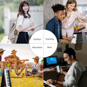 Eccomum 61 Key Folding Keyboard Piano, Semi-Weighted Keys, Bluetooth and USB MIDI Connectivity, Rechargeable Battery, Portable Travel Digital Piano with Sustain Pedal and Music Stand