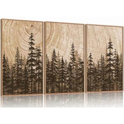 TOARTi Pine Tree Framed Canvas Wall Art Set, Natural Woodland Landscape, Vintage Brown, 16x24 in