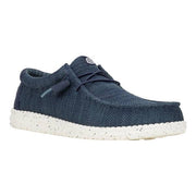 Heydude Wally Stretch Sox Men's Casual Slip-On Shoes, Navy, Lightweight Breathable Textile Upper, Memory Foam Insole, Flexible Rubber Sole, 41898-410
