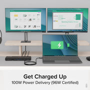 Plugable Thunderbolt 4 Docking Station, 13-Port USB-C Hub, Dual 4K 60Hz HDMI, Single 8K Display, 100W Charging, Gigabit Ethernet, SD Card Reader, Black, TBT4-UD5