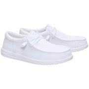Heydude Wally Funk Mono Men's Casual Shoes, White, Slip-On Loafers with Elastic Laces and Removable Foam Insoles, Size 12M, 40011-100